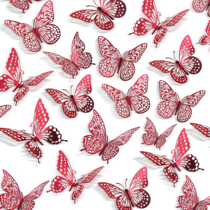 SAOROPEB 3D Butterfly Wall Decor - 48 Pcs, 4 Styles, 3 Sizes, Gold Butterfly Decorations for Birthday & Party Celebrations, Removable Stickers