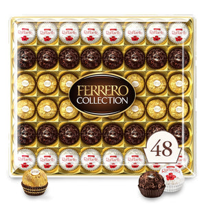 Ferrero Rocher 48 Count Gift Set, 4.6 oz, Hazelnut Milk, Dark Chocolate, and Coconut