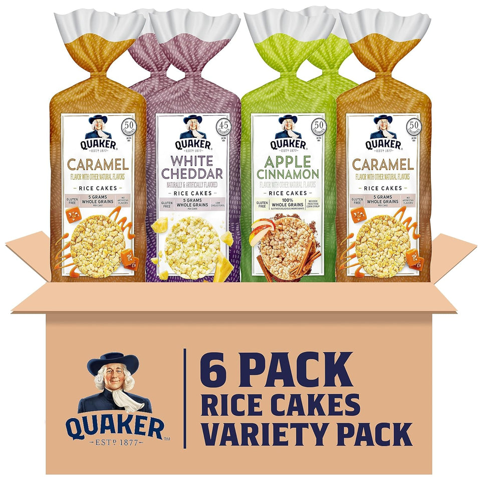 Quaker gluten free large rice cakes 3 flavor variety pack 6 count