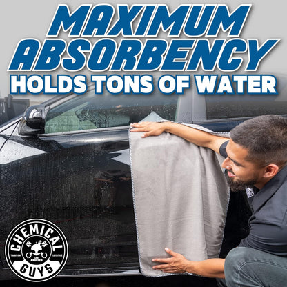 Chemical Guys Waffle Weave Gray Matter Microfiber Drying Towel - 25" x 36", 70/30 Blend Microfiber Towel with Silk Edging for Scratch-Free Car Drying, Ultra Absorbent and Safe for All Surfaces