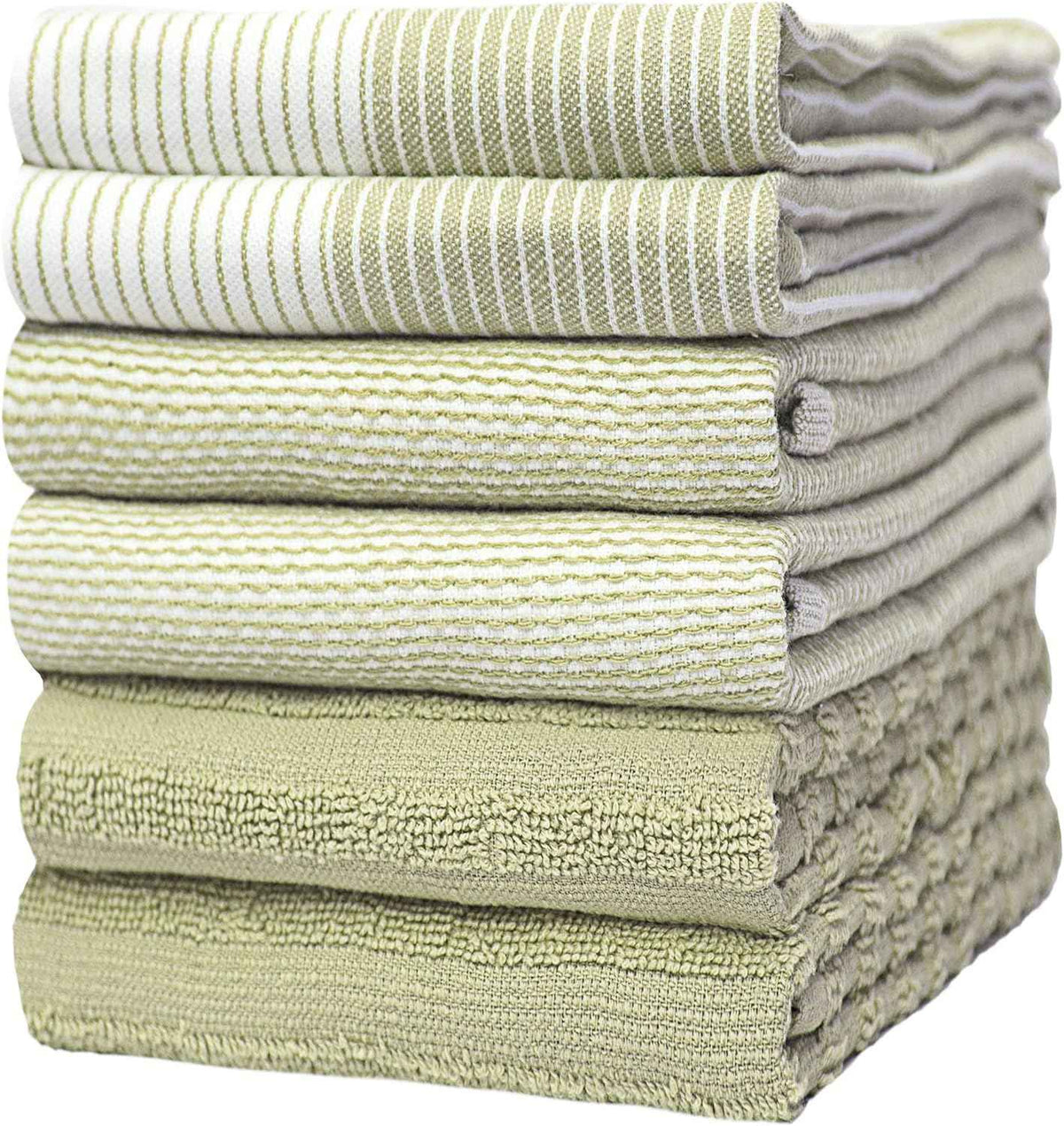 Premium Kitchen Towels (20”x 28”, 6 Pack) | Large Cotton Kitchen Hand Towel | Flat & Terry Dish Cloths | Highly Absorbent Tea Towels Set with Hanging Loop | Gray