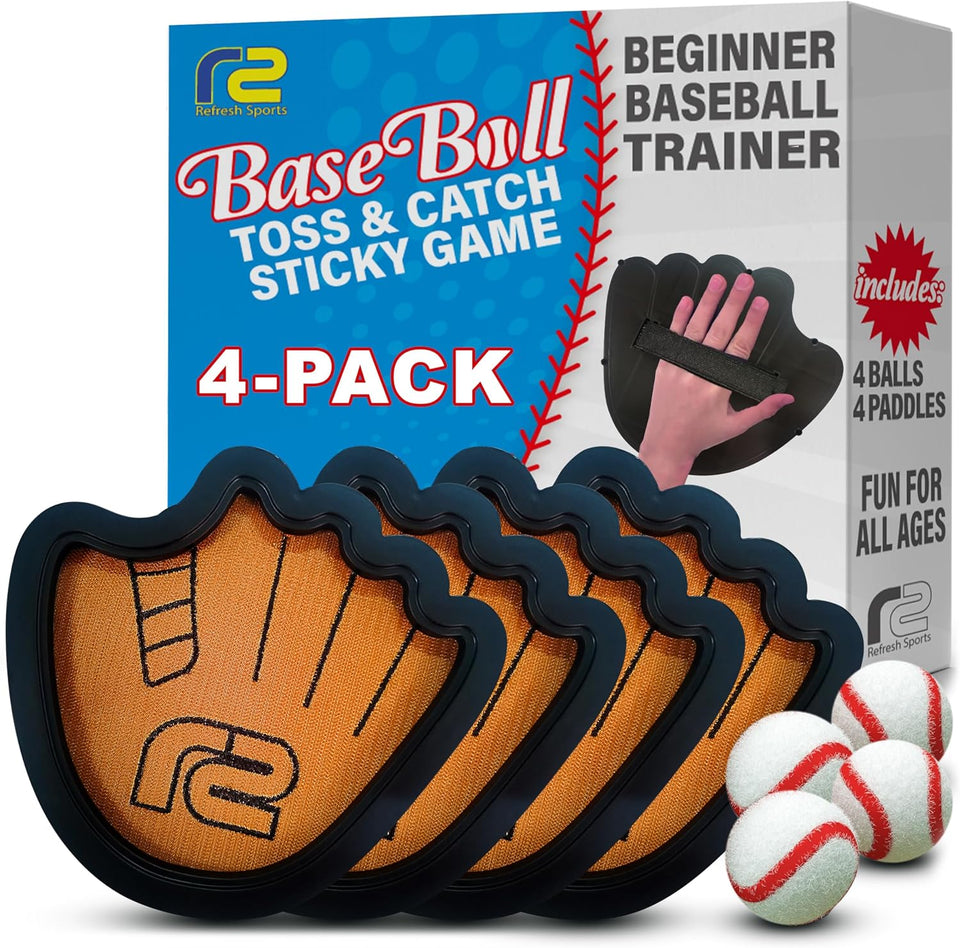 Toss and Catch Ball Game Set with Sticky Balls and Beginner Baseball Glove for Toddlers to Adults