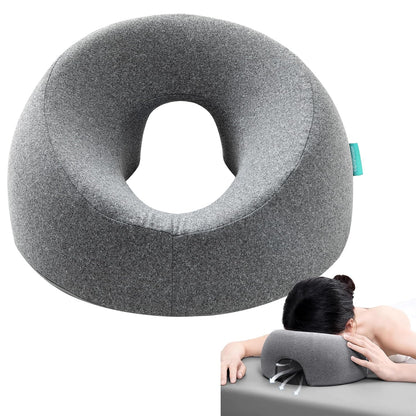 Face Down Pillows for Massage Table, Massage Headrest for Bed, Face Pillow for Stomach Sleeping, BBL Pillow After Surgery Post Eye Surgery & Vitrectomy Recovery, Removable Cover Grey