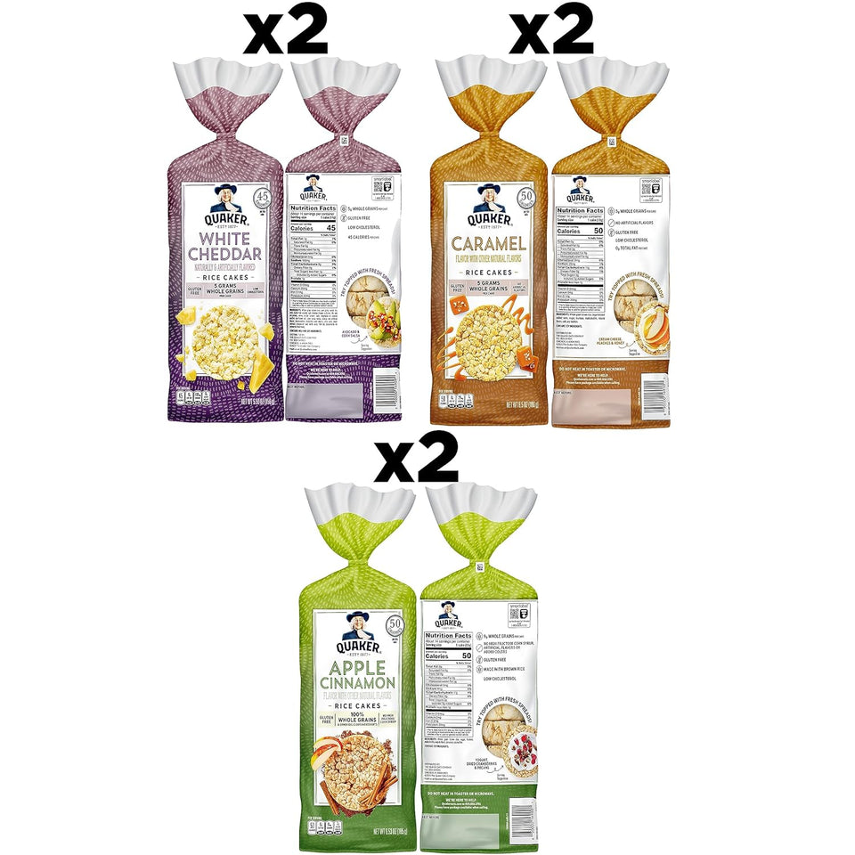 Quaker gluten free large rice cakes 3 flavor variety pack 6 count