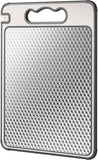 Double Sided 304 Stainless Steel & Wheat Straw Cutting Board, 14.4"*9.8" Non Toxic Chopping Board, Separately Handle Meat and Vegetables, Dishwasher Safe, Scratch Resistant Mesh Design