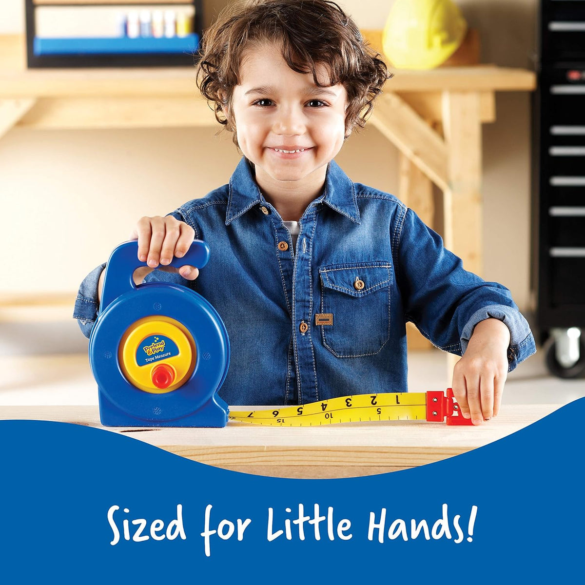 Learning Resources Pretend Play 3" Long Tape Measure - Kids Construction Toys, Preschool Activities, Pretend Play For Toddlers , Height Measurement Counting Tool, Fine Motor Skills, Homeschool