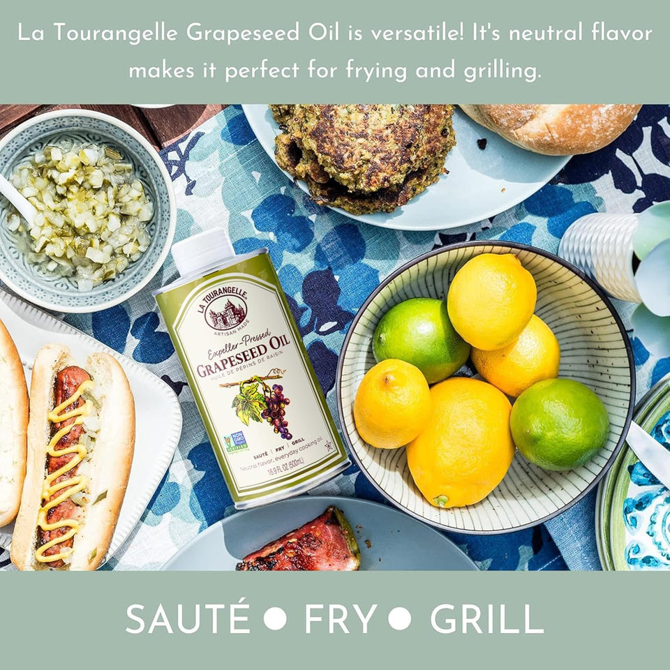 la tourangelle expeller-pressed grapeseed oil, 16.9 fl oz, high heat neutral cooking oil and skincare