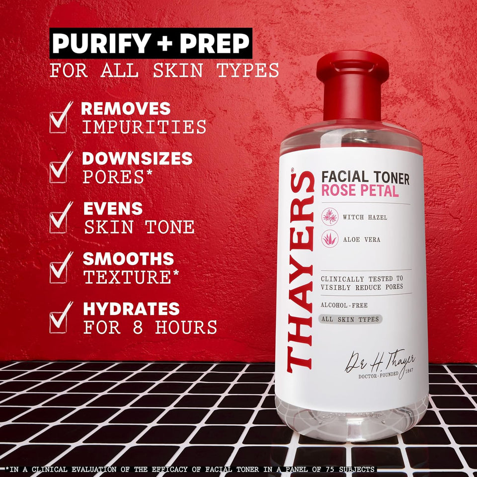 thayers alcohol-free rose petal witch hazel facial toner 12oz soothing hydrating refreshing toner for all skin types