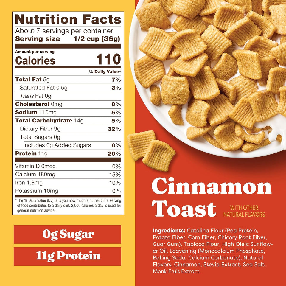 Catalina Crunch Protein Cereal, 11g Protein, Sugar Free, Gluten Free, Keto Friendly, Cinnamon Toast, 9 oz Bag