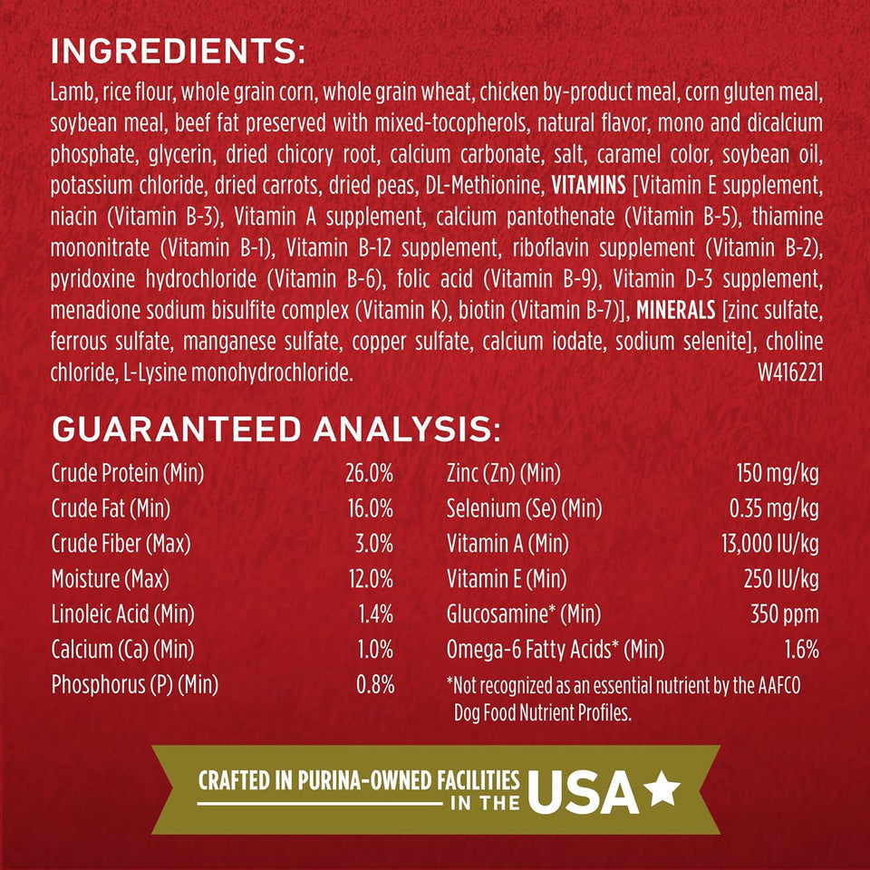 Purina ONE Lamb and Rice Dry Dog Food 16.5 lb Bag with Added Vitamins and Minerals