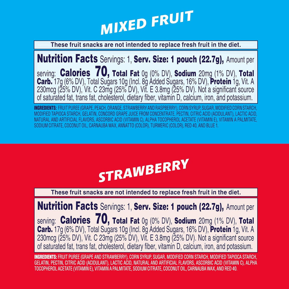 Welch's Mixed Fruit & Strawberry Snack Packs, 0.8oz, 60 count, Gluten-Free, Vitamin-Rich, Individually Wrapped