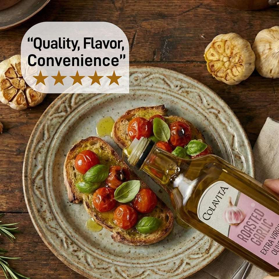 Colavita 32 fl oz Roasted Garlic Cold Pressed EVOO for Cooking & Dressings