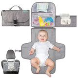 Kopi Baby Portable Diaper Changing Pad - Grey, Classic, 7.35 x 11.5 inches, Foldable, Infant Travel Station Kit, Newborn Gift