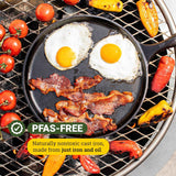 Lodge L9OG3 Cast Iron Round Griddle, Pre-Seasoned, 10.5-inch - Made in USA, Compatible with Stovetop, Oven, Grill & Campfire