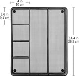 Amazon Basics Desk Drawer Organizer for Office and Home, Metal Mesh, Anti-Slip, 6 Compartments, Black