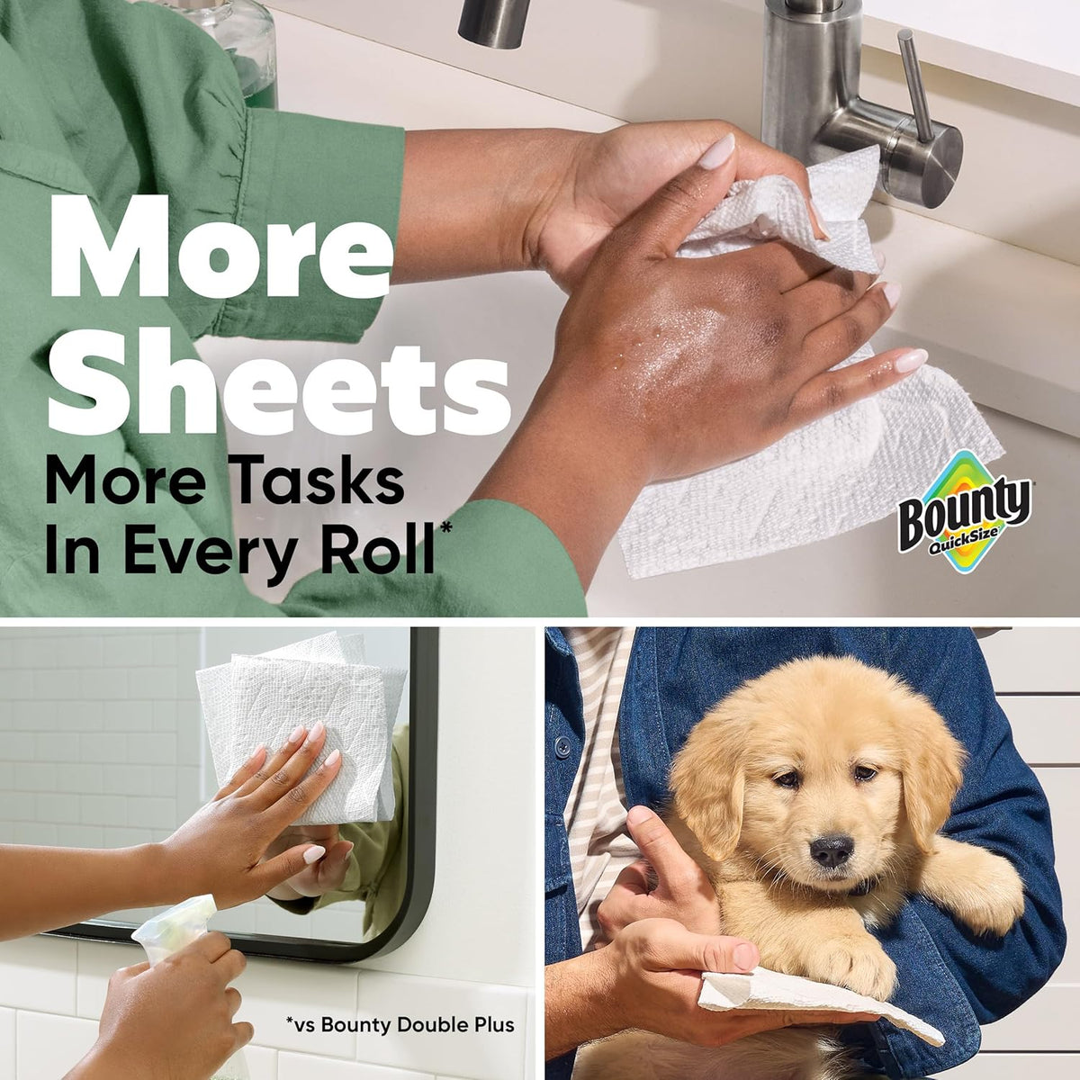 Bounty Quick Size Paper Towels, White, 8 Family Rolls = 20 Regular Rolls - Rayz Mart