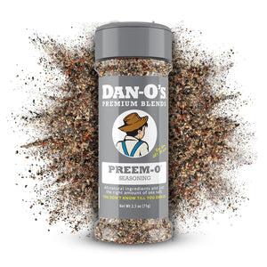 Dan-O's Preem-O Seasoning 2.5 oz, Meat Seasoning for Steak, Ribs, Chicken, Brisket, Sugar Free, Zero Calorie