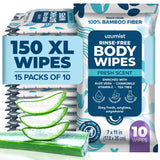 Body Wipes for Adults, No Rinse, 50pc XL, Ultra Thick Shower Travel Wipes for Personal Cleansing & Hygiene Essentials