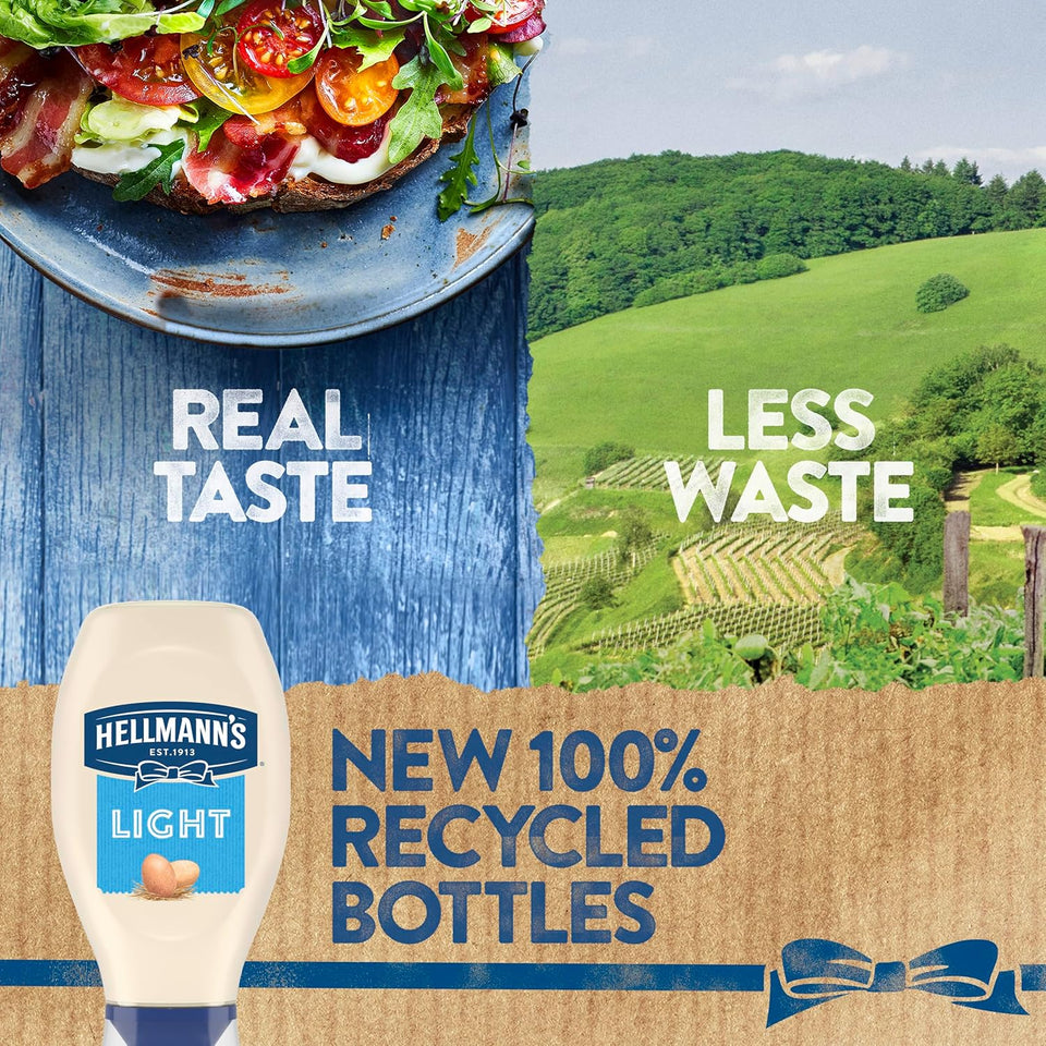 Hellmann's 100% Cage-Free Eggs Light Mayonnaise Squeeze Bottle for Sandwiches and Simple Meals 20 oz