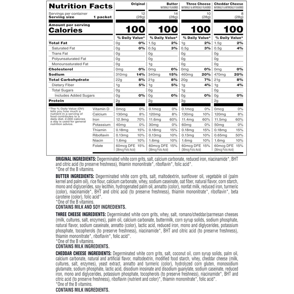 quaker instant grits 4 flavor variety pack 44 count 0.98oz packets