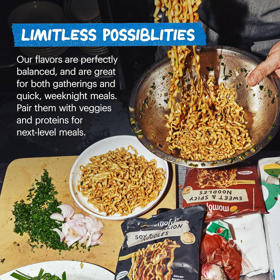 Momofuku sesame miso ramen noodles by David Chang, air-dried instant noodles with sauce, 4 servings, 12g plant based protein
