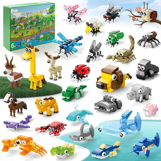 30 Packs Party Favors for Kids, 888 PCS Animal Building Blocks Mini Sets Party Favors for Goodie Bags Stuffers Classroom Prizes Return Gifts Easter Bulk Gifts for Boys Girls Student Ages 6+