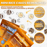 drizzilicious mini rice cakes variety pack, gluten free, vegan, low calorie, perfect snack for adults and kids, 0.74 oz, 12 pack