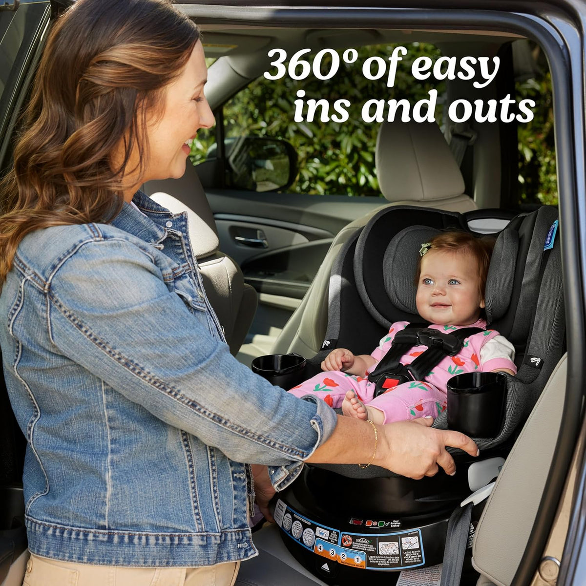 Graco EasyTurn 360 2-in-1 Convertible Car Seat, 360 Degree Rotating Infant to Toddler Rotating Car Seat, 2 Modes Forward and Rear Facing, Slim Design, Solae
