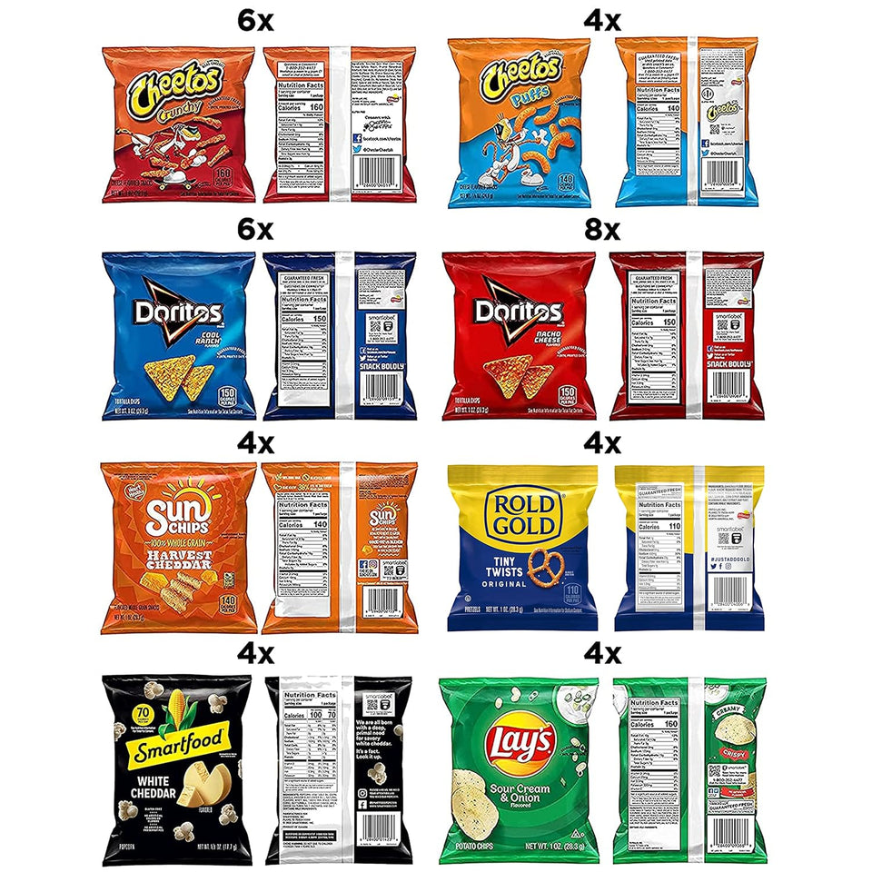frito-lay fun times mix variety pack, 40 single serve favorites, assorted flavors, 8 count, assorted sizes, snack food