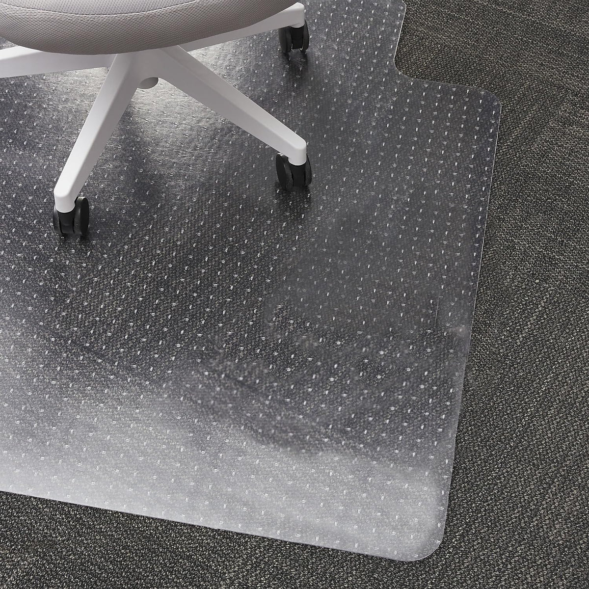 Staples Office Chair Mat, Clear Floor Mats with Lip, Flat-Pile Carpets, Extended Under-Desk Coverage, 48 x 36 Inch, Smooth Glide