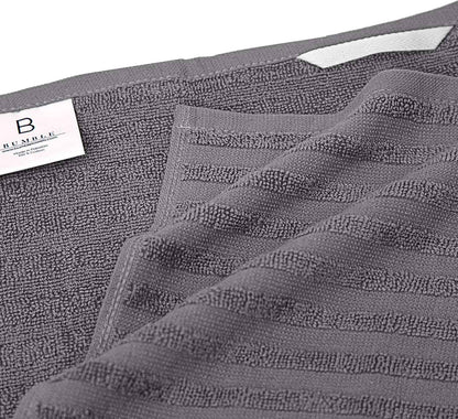 Premium Gray 20”x 28” Large Cotton Kitchen Hand Towels 6 Pack with Hanging Loop