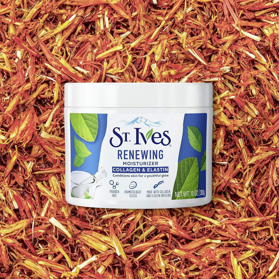 st. ives collagen elastin renewing facial moisturizer for dry skin, 10 oz, paraben free, cruelty free