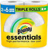 Bounty Essentials Select-A-Size Paper Towels, White, 2 Triple Rolls, Convenient Absorbency and Reduced Waste