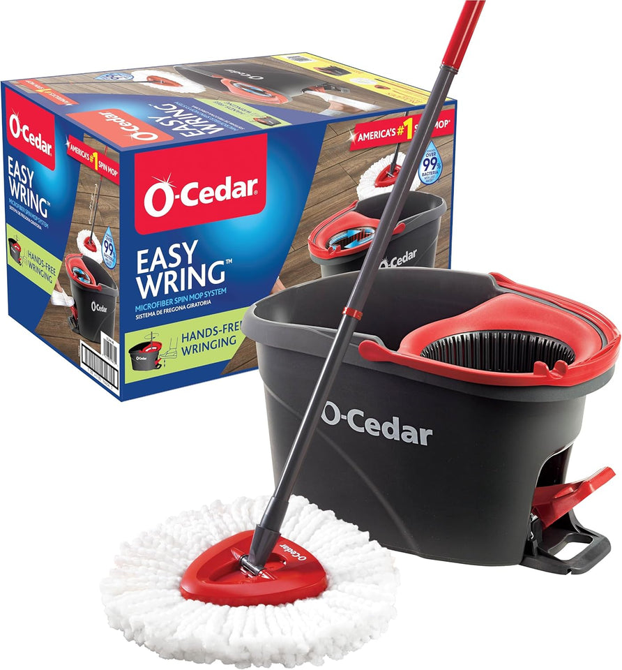 O-Cedar Microfiber Spin Mop, Bucket Floor Cleaning System - Rayz Mart