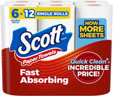 Scott Paper Towels, Choose-A-Sheet, 6 Double Rolls - Rayz Mart